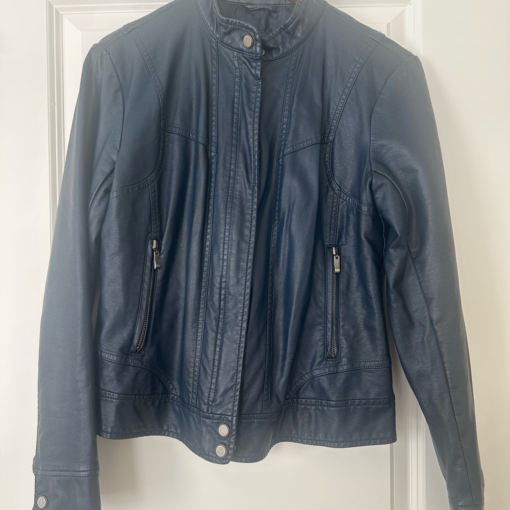 Dark Blue Leather Jacket